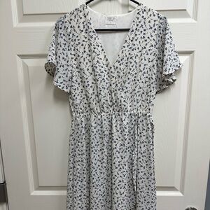 Sienna Sky cream wrap dress with blue florals